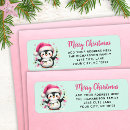 Search for pink penguin return address labels Merry christmas