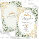 Search for sage green quinceanera invitations Gold