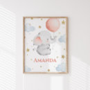 Search for pink elephant nursery art Whimsical