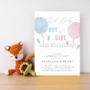 Search for pink blue balloon gender reveal invitations Modern