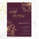 Search for burgundy floral birthday invitations Gold
