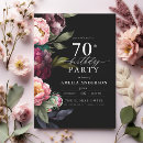 Search for modern floral 70th birthday invitations Typography