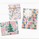 Search for rainbow christmas wrapping paper Merry and bright
