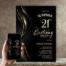 Search for gold glitter 21st birthday invitations Black and gold