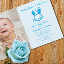 Search for some bunny is turning one birthday invitations Blue