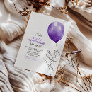 Search for purple balloons birthday invitations Modern
