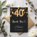 Search for 40th birthday thank you cards Gold
