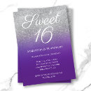 Search for purple and silver sweet 16 invitations Daughter