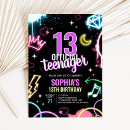 Search for dark birthday invitations Neon birthday party