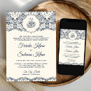 Search for navy blue lace wedding invitations Elegant