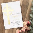 Search for greenery gold cross christening invitations Catholic
