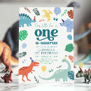 Search for dinosaur 1st birthday invitations One a saurus