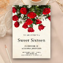 Search for red rose sweet 16 invitations Chic