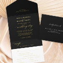 Search for black and gold foil invitations Calligraphy script