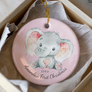 Search for pink elephant christmas tree decorations Baby's first christmas