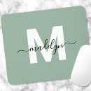 Search for sage mousepads Sage green monogram