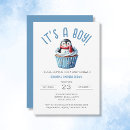 Search for penguin baby boy shower invitations Blue