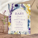Search for purple and yellow baby shower invitations Watercolor floral
