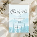 Search for winter wedding save the dates Pine trees