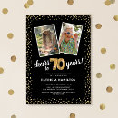 Search for happy 70th birthday invitations Black and gold