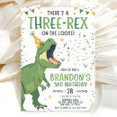 Search for 3 year old birthday invitations Three rex