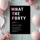 Search for pink and black 40th birthday invitations Modern
