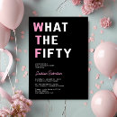 Search for pink and black 50th birthday invitations Modern