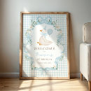 Search for floral baby shower welcome signs Blue bow