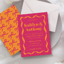 Search for hot pink and orange wedding invitations Typography