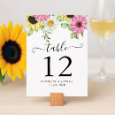 Search for sunflower numbers table cards Elegant table number