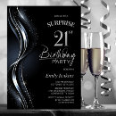 Search for black silver 21st birthday invitations Modern