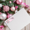 Search for pink and green return address labels Merry and bright