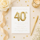 Search for balloons 40th birthday invitations Gold