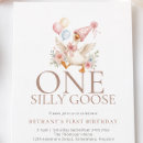 Search for funny 1st birthday invitations One silly goose