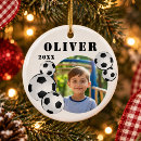 Search for soccer christmas tree decorations Black and white