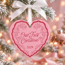 Search for hand heart christmas tree decorations Our first christmas