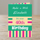Search for 40th green birthday cards Pink