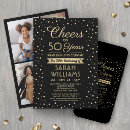 Search for women 50th birthday invitations Black and gold