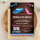 Search for wheels or heels invitations Blue or pink