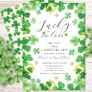 Search for lucky in love wedding invitations Four leaf clover
