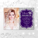 Search for purple and silver sweet 16 invitations For her