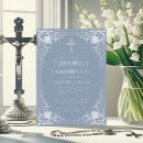 Search for elegant first communion invitations Dusty blue
