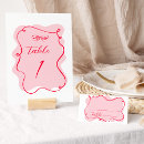 Search for retro wedding table cards Pink and red