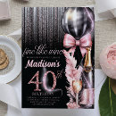 Search for wine 40th birthday invitations Pink