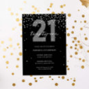 Search for black silver 21st birthday invitations Twenty one