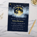 Search for navy blue gold baby shower invitations Over the moon