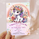 Search for unicorn 2nd birthday invitations For kids