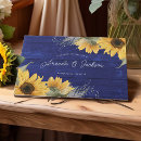Search for navy blue and sunflower wedding guest books Wood