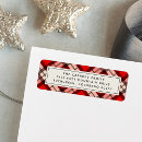Search for red white check return address labels Winter