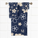 Search for navy blue flowers bath towels Retro